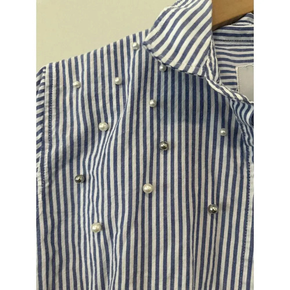 Anthropologie Rails Banker Strips with Pearls Button Down Size Small 1075 - Picture 4 of 13